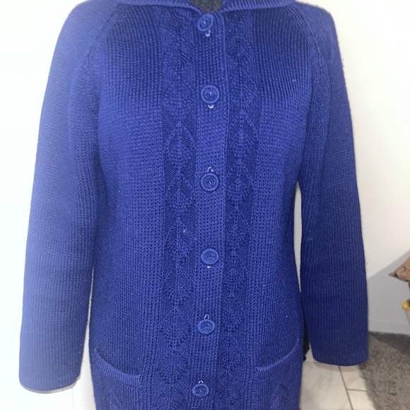RARE VINTAGE DORSET BUTTON FRONT CARDIGAN WOMANS NAVY SZ M - Picture 4 of 16